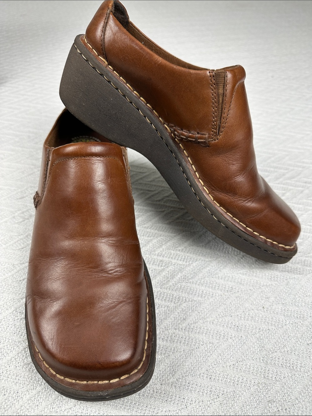 Women’s Brown Leather Slip-On Clog Mules